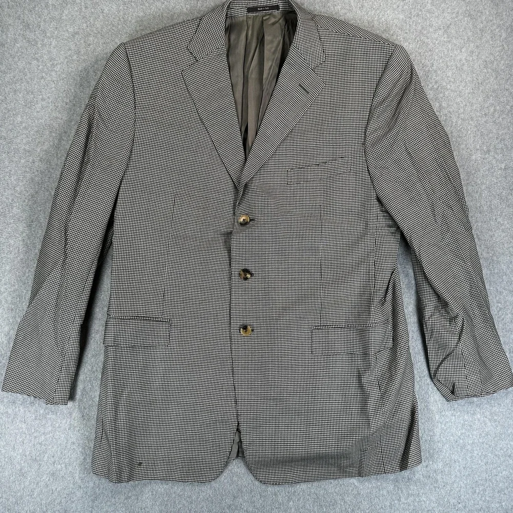 Ermenegildo Zegna Blazer Sport Coat Mens 48 Wool Houndstooth Three Button Italy